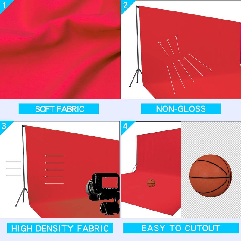 ISSUNTEX 6X9 ft Background Muslin Backdrop, Photo Studio, Collapsible High Density Screen for Video Photography and Television-Red - Image 3